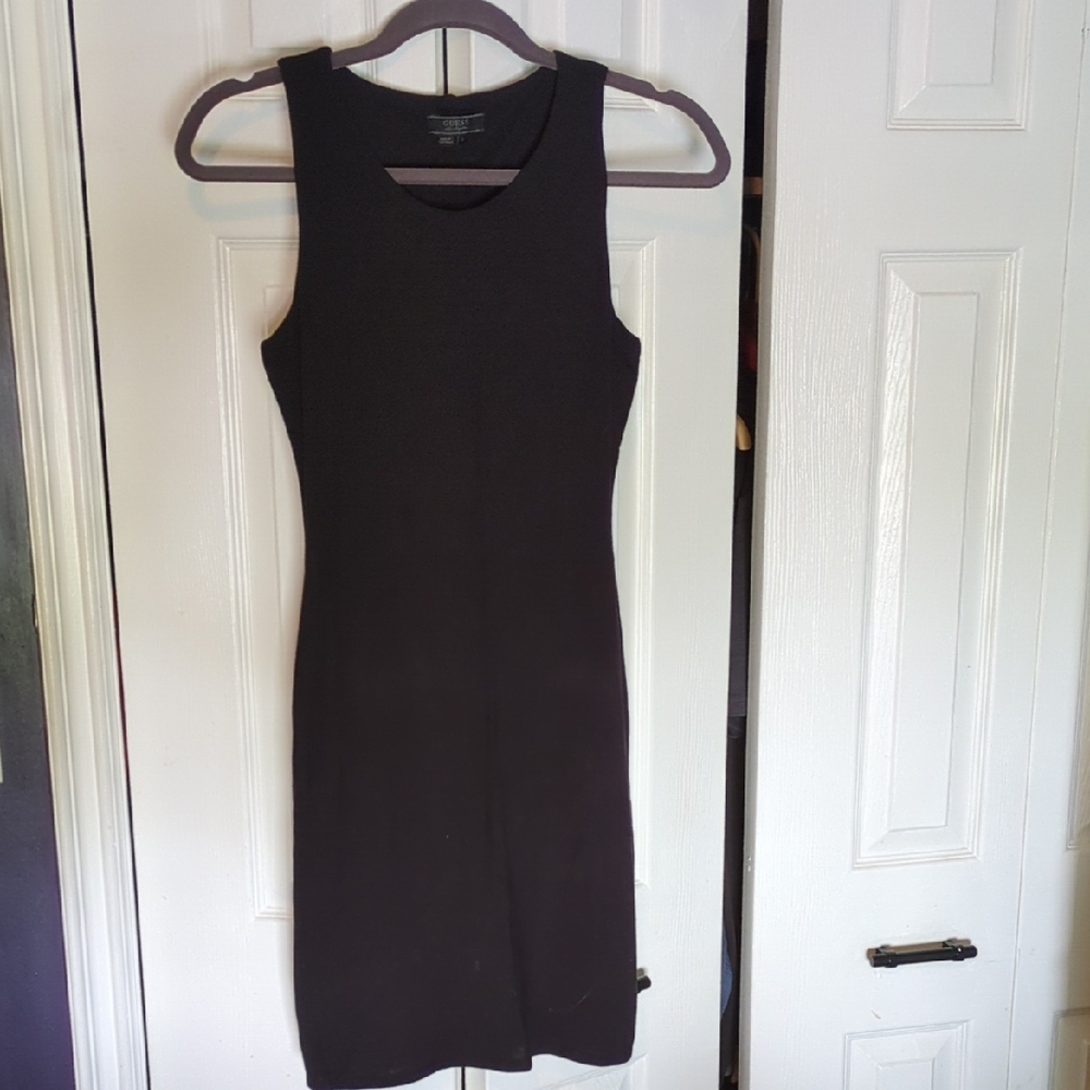 Guess Black Sheath Mini Dress Scoop Neck Sleeveless Back Cutout